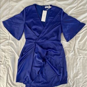 New satin blue dress